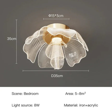 Luxurious LED Flower Ceiling Light — Acrylic, Gold Finish