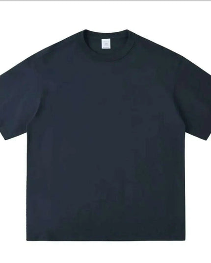 Premium 500g Pure Cotton Short Sleeve T-Shirt with Reinforced Neckline in Classic Black and White