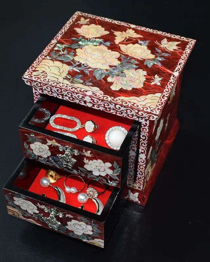 Chic Mother of Pearl Dual-Drawer Jewelry Storage Box - A Treasured Gift for Her Delights