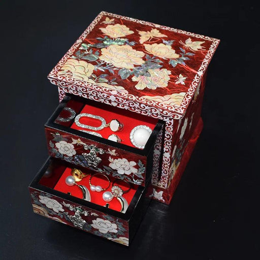 Chic Mother of Pearl Dual-Drawer Jewelry Storage Box - A Treasured Gift for Her Delights