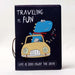 Chic 3D Printed Passport Holder with Card Slots and Faux Leather Texture