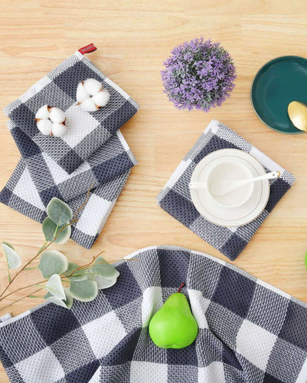 Elegant Cotton Waffle Weave Kitchen Towel and Scrubbing Pad Collection
