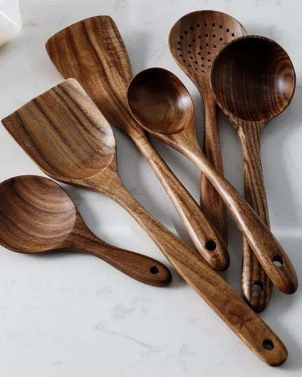 Rustic Acacia Wood Culinary Utensil Set - Timeless Tools for the Modern Kitchen
