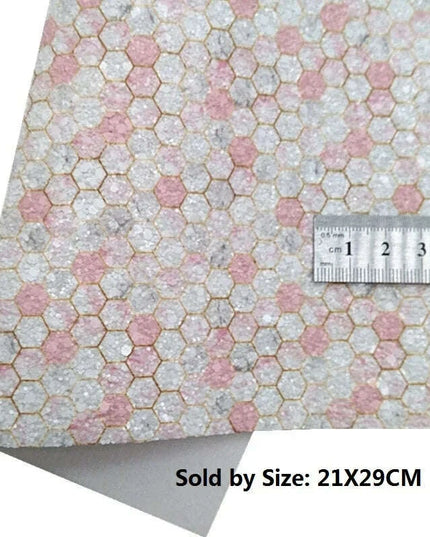 Chic Pink Leather Craft Sheets - Elegant Honeycomb and Heart Designs for Inspiring DIY Creations