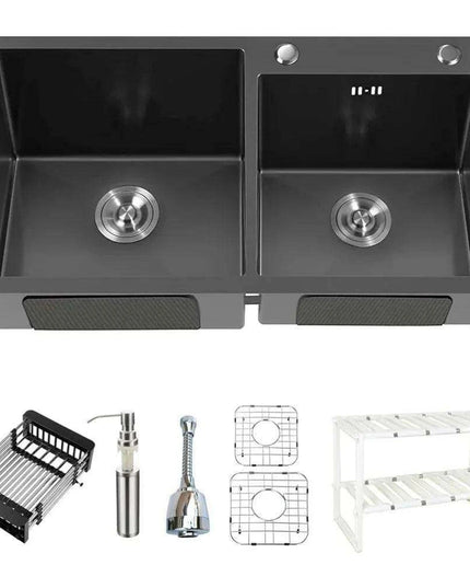 Sleek Dual-Basin Gourmet Stainless Steel Kitchen Sink Set with Effortless Cleanup Design