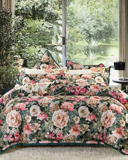 Elegant European Vintage Floral Jacquard Cotton Bedding Set for Weddings with Duvet Cover and Sheet Choices