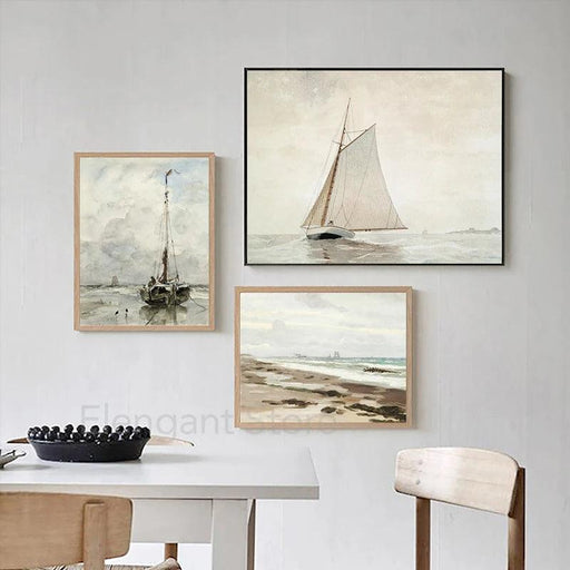 Beach Bliss Watercolor Canvas Art - Vintage Coastal Retreat