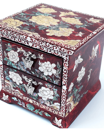 Chic Mother of Pearl Dual-Drawer Jewelry Storage Box - A Treasured Gift for Her Delights