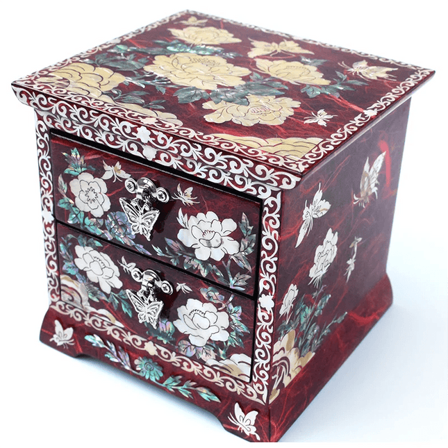Chic Mother of Pearl Dual-Drawer Jewelry Storage Box - A Treasured Gift for Her Delights