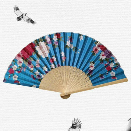 Elegant Vintage Chinese Silk Bamboo Folding Fan with Unique Designs