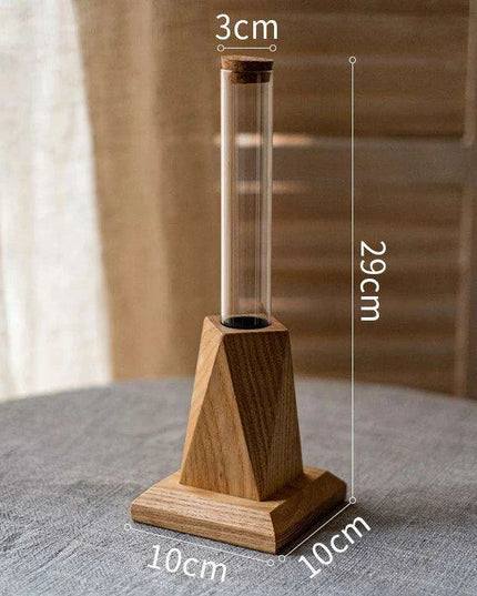 Nordic Chic Glass Test Tube Vase Collection with Wooden Stand - Stylish Hydroponic Plant Display