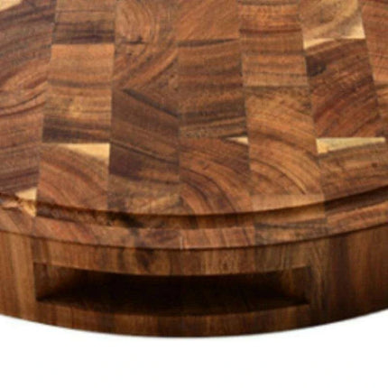 Elegant Round Acacia Wood End Grain Cutting Board - The Ultimate Kitchen Companion for Gourmet Chefs