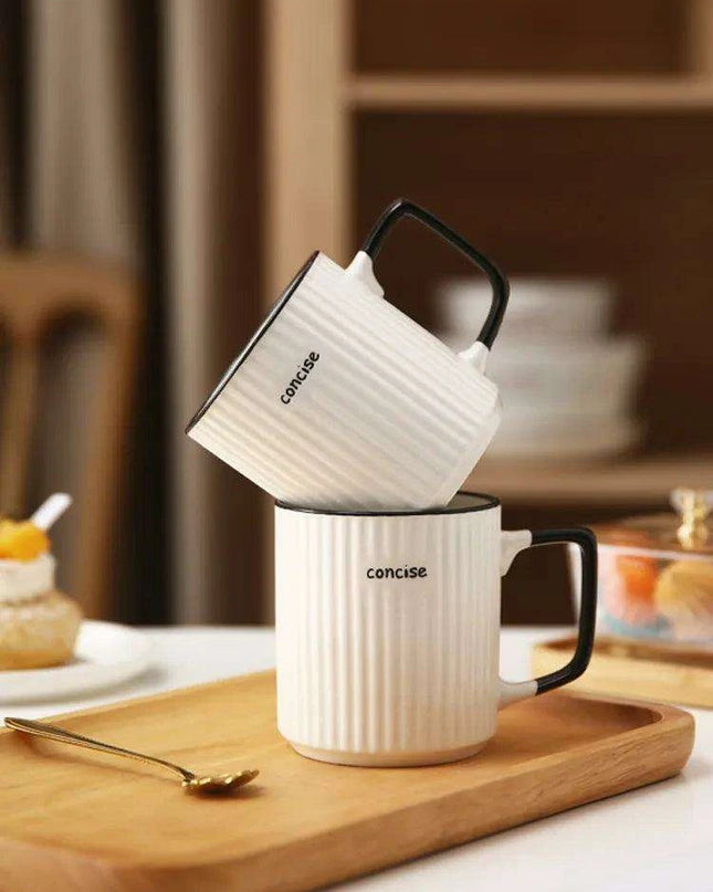 Stylish Wave Pattern Bone China Mug - 400ml Capacity for Your Favorite Beverages