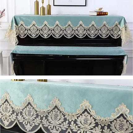GoodTop Velvet Piano Dust Cover Set - Elegant Lace & Scratch Protectio