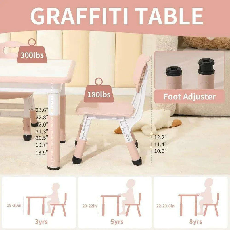 Vibrant Adjustable Kids Table and Chair Set - Perfect for Playrooms and Learning Environments