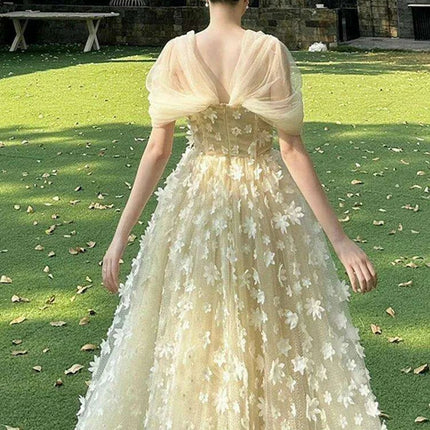 Off-Shoulder Floral Patchwork Evening Dress for Women