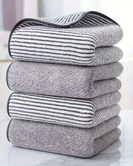 Elegant Striped Bamboo Bath Towel - Highly Absorbent & Quick-Drying for Everyday Use (35x75cm)