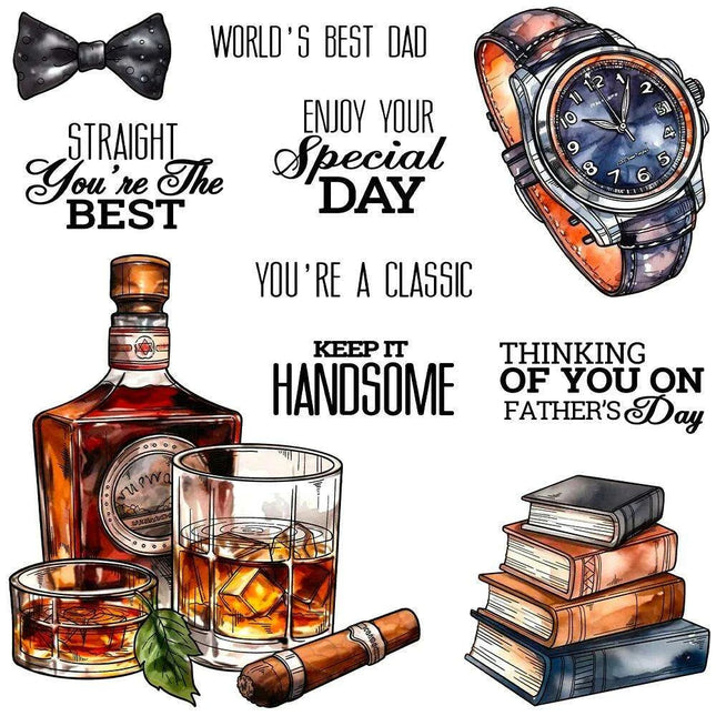 Wine & Literature Themed Crafting Die and Stamp Set for Creative DIY Projects