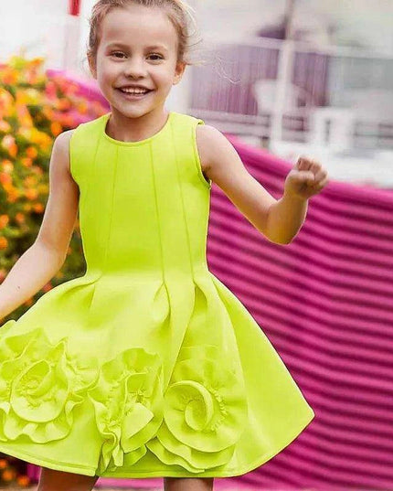 Summer Sleeveless Flower Princess Dress for Girls - Birthday Party Outfit for Kids