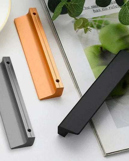 Sleek Black and Gold Aluminum Cabinet Handle Set - 3 Pieces