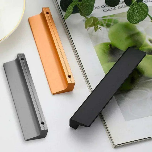 Sleek Black and Gold Aluminum Cabinet Handle Set - 3 Pieces