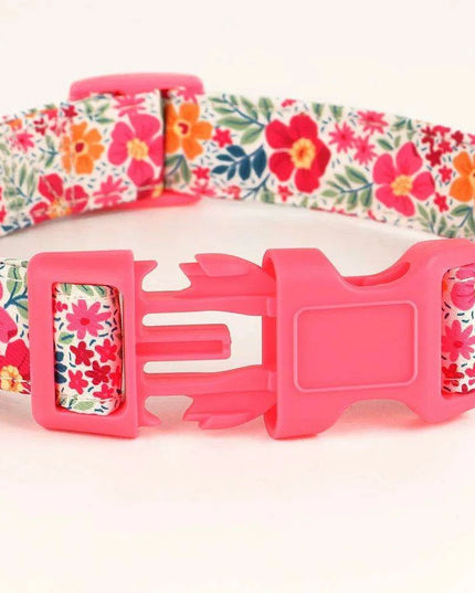 Floral Patterned Adjustable Dog Collar with Bowknot - Padded Nylon for All Breeds