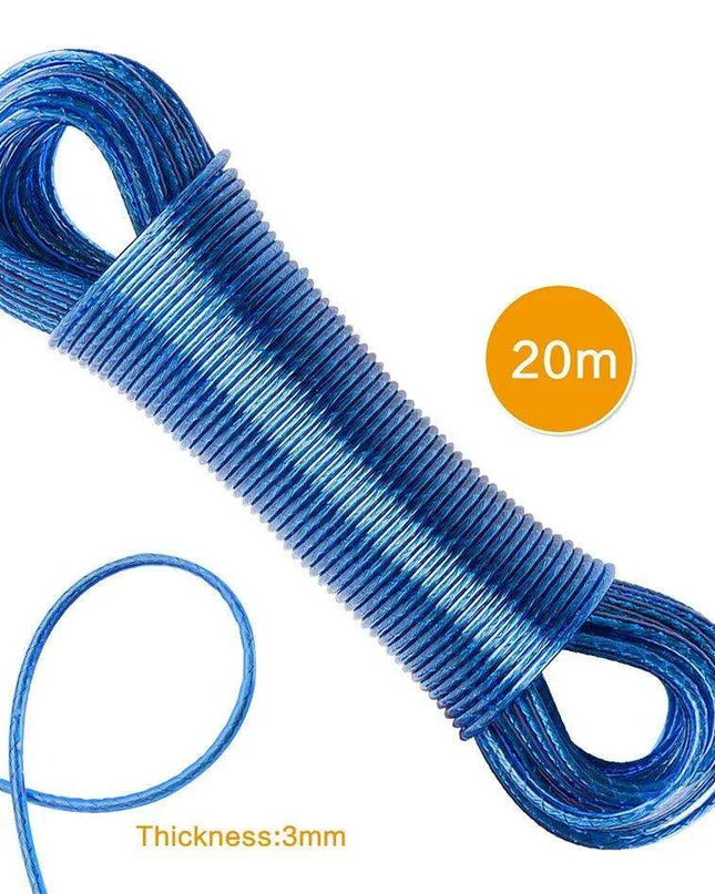 20m Heavy-Duty Steel-Cored Clothesline - Perfect for Indoor and Outdoor Use