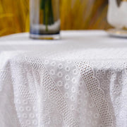 YRZHANG White Cotton Tablecloth with Ruffled Lace, Washable Wedding De