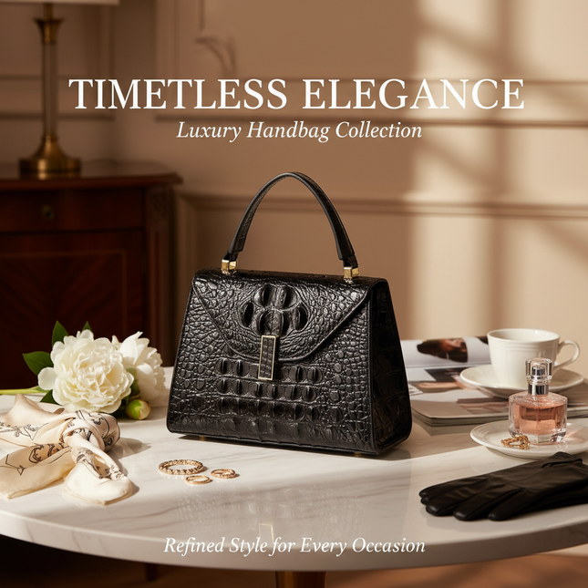 Crocodile Print Cowhide Crossbody Handbag — 23×17×10cm Women’s Shoulder Bag