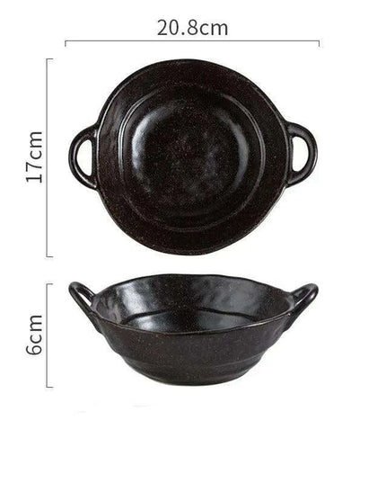 Elevated Dual-Compartment Ceramic Bowl for Ramen, Bibimbap, Soups, and Noodles in Fine Dining Settings