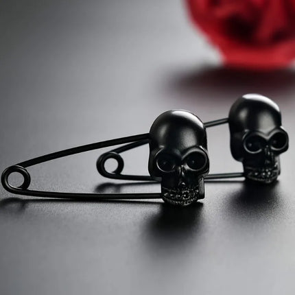 ZX Jewellery Black Matte Skull Brooch - Versatile Gothic Decoration