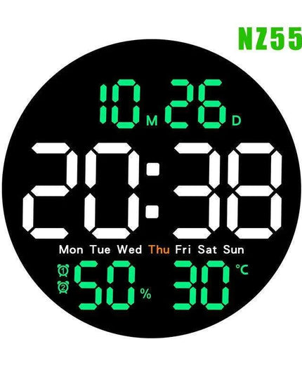 Vibrant Remote-Controlled LED Wall Calendar Clock with Temperature & Dual Alarm - 10 Inch Home Decor