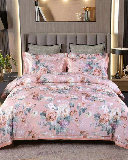 Elegant European Vintage Floral Jacquard Cotton Bedding Set for Weddings with Duvet Cover and Sheet Choices