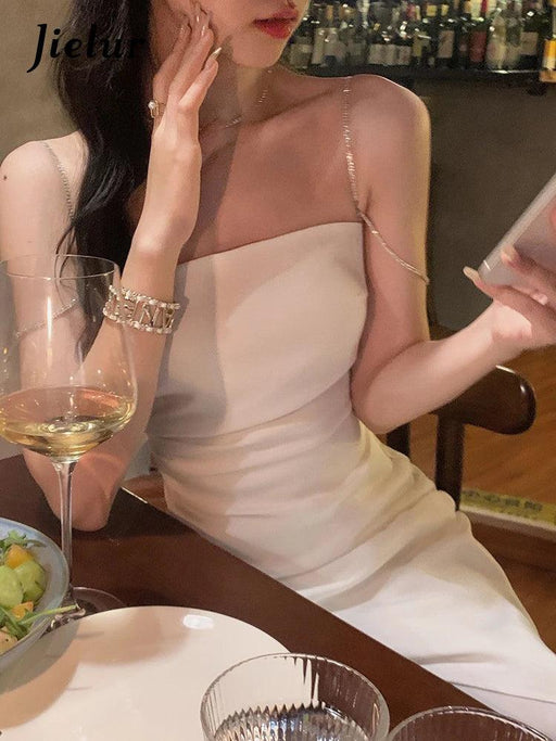 Stylish Spaghetti Strap Midi Dress for Women - Chic Evening Wear for Celebrations and Events
