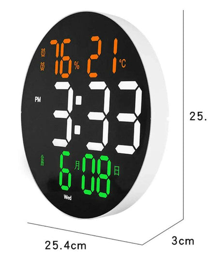 Stylish 10" or 12" Digital LED Wall Clock with Dual Alarms, Temperature Display, and Calendar for Modern Home Decor