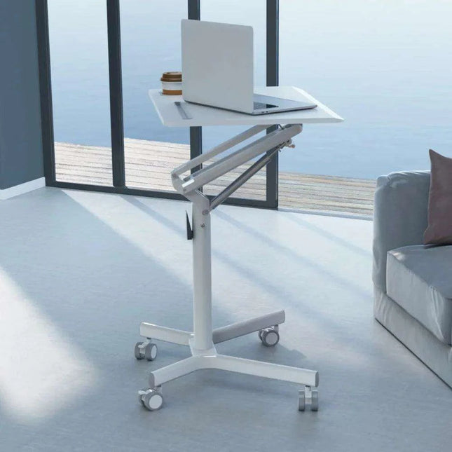 Mobile Height-Adjustable Laptop Desk with Gas Spring Lift for Versatile Home and Office Use