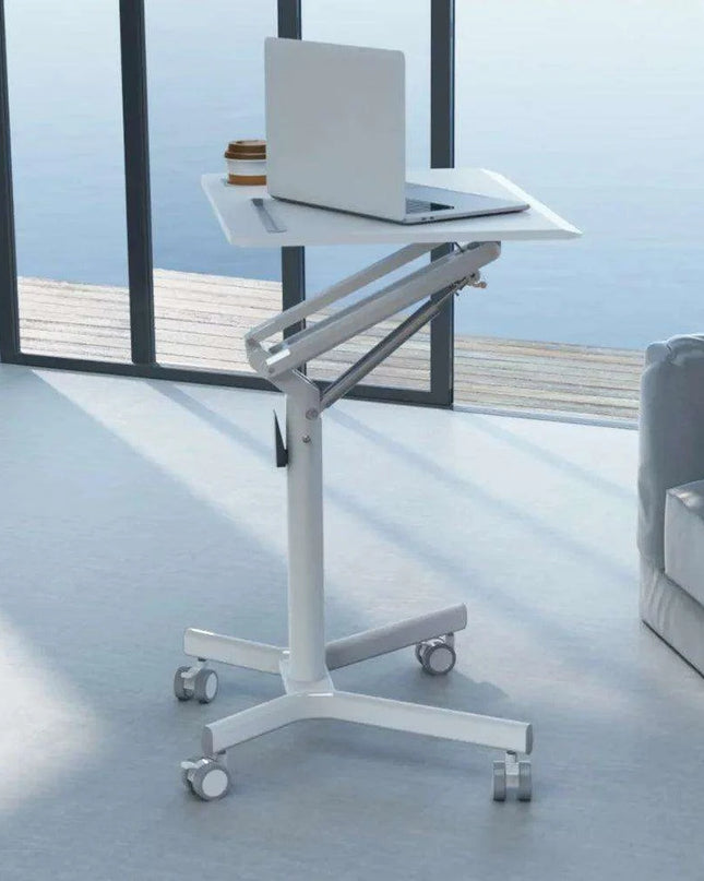 Mobile Height-Adjustable Laptop Desk with Gas Spring Lift for Versatile Home and Office Use