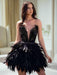 Elegant Black Feather Strapless Gown for Women