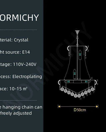Opulent Chrome Crystal Chandelier - Elegant Lighting Solution for Luxury Hotels, Villas, and High-End Interiors