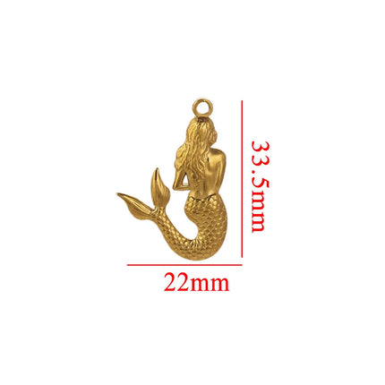 5PCS Stainless Steel Lobster Charms Mermaid Crab Connectors Gold-Plate