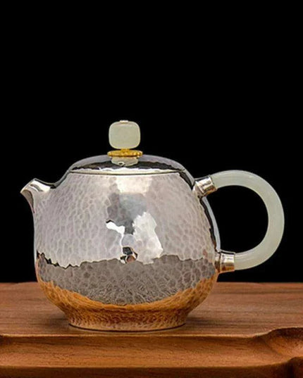 Exquisite Handcrafted Silver Dragon Egg Teapot