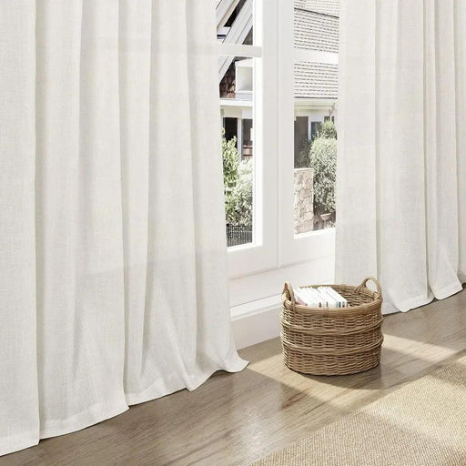Elegant Pink Linen Blend Blackout Curtains with Tulle Detailing - Set of 2 Panels for Chic Home Styling