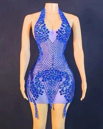 Glamorous Pink Sheer Mini Dress with Rhinestone Accents - Ideal for Stunning Events