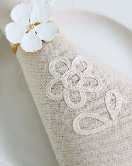 Elegant Floral Cotton Napkins - Set of 6 Handmade for Upscale Dining Experience