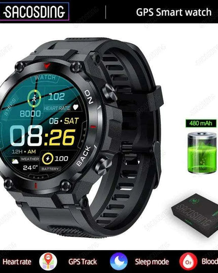 Men's 2024 Outdoor GPS Fitness Smartwatch with Heart Rate Monitor and Waterproof Features