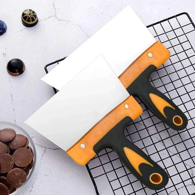 Chocolate Coating Spatula & Dough Scraper Set with Premium Stainless Steel and Elegant Red Wood Handle