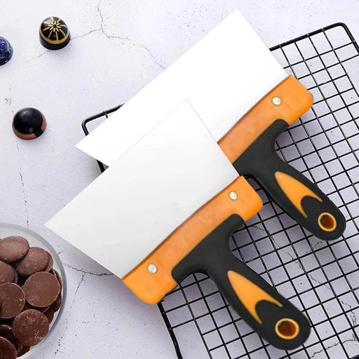 Chocolate Coating Spatula & Dough Scraper Set with Premium Stainless Steel and Elegant Red Wood Handle