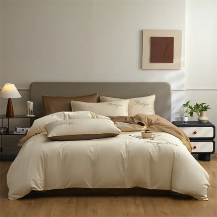 Monnom 100% Egyptian Cotton Duvet Cover Set - 3pcs, Soft & Durable