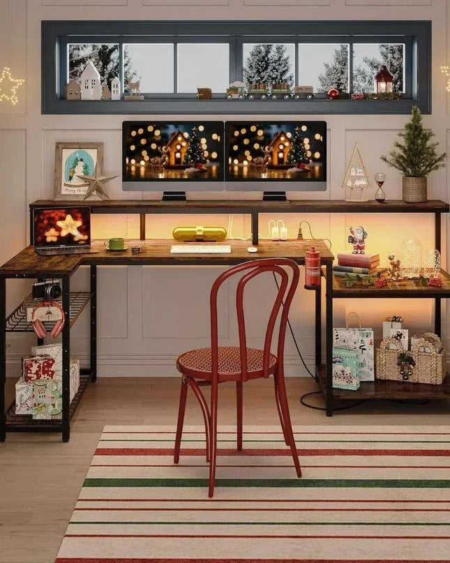 71.5" LED-Enhanced Smart Desk with RGB Lighting and Integrated Power Ports - Stylish Office Solution