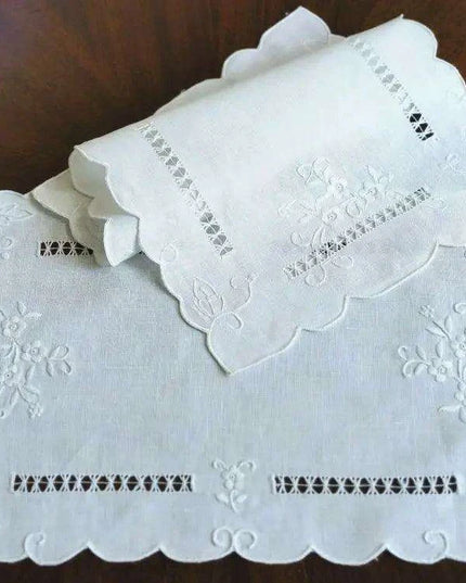 Timeless Vintage Linen Dining Ensemble with Exquisite Embroidery